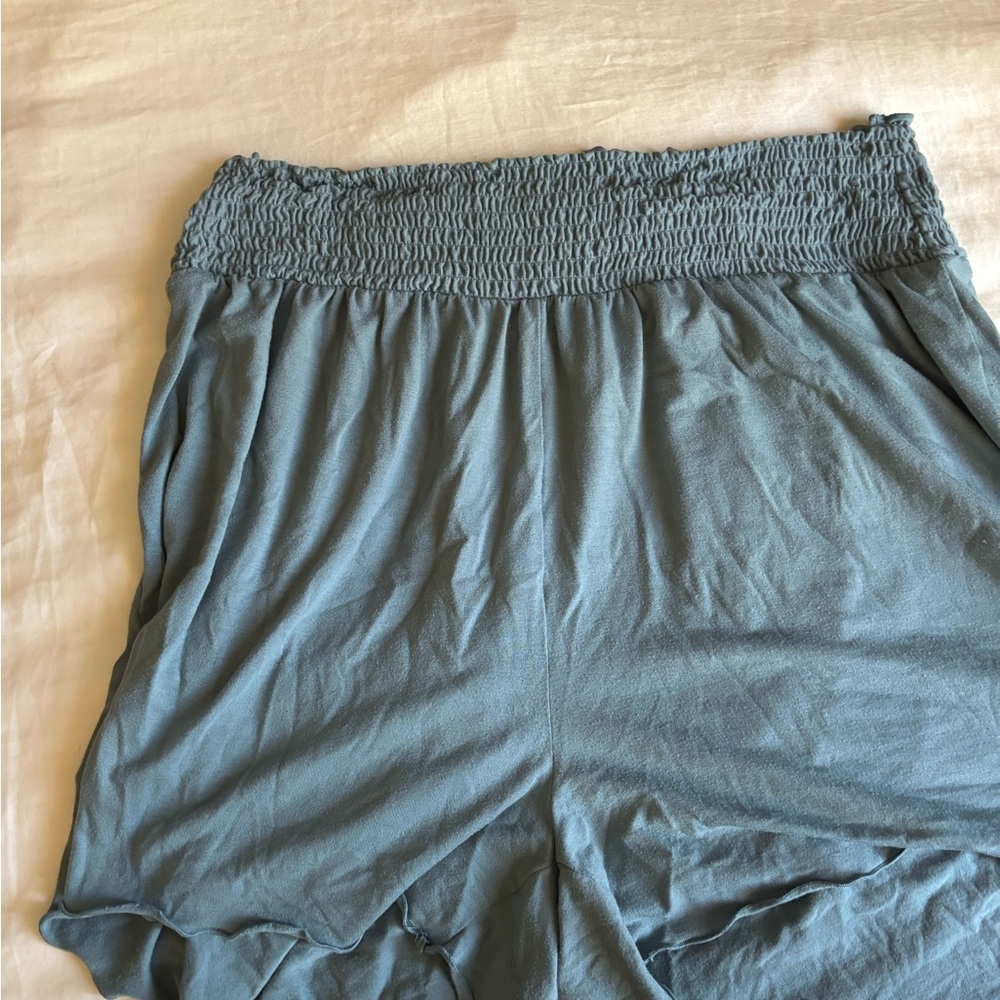Zenana Outfitters Sage Green Smocked Shorts